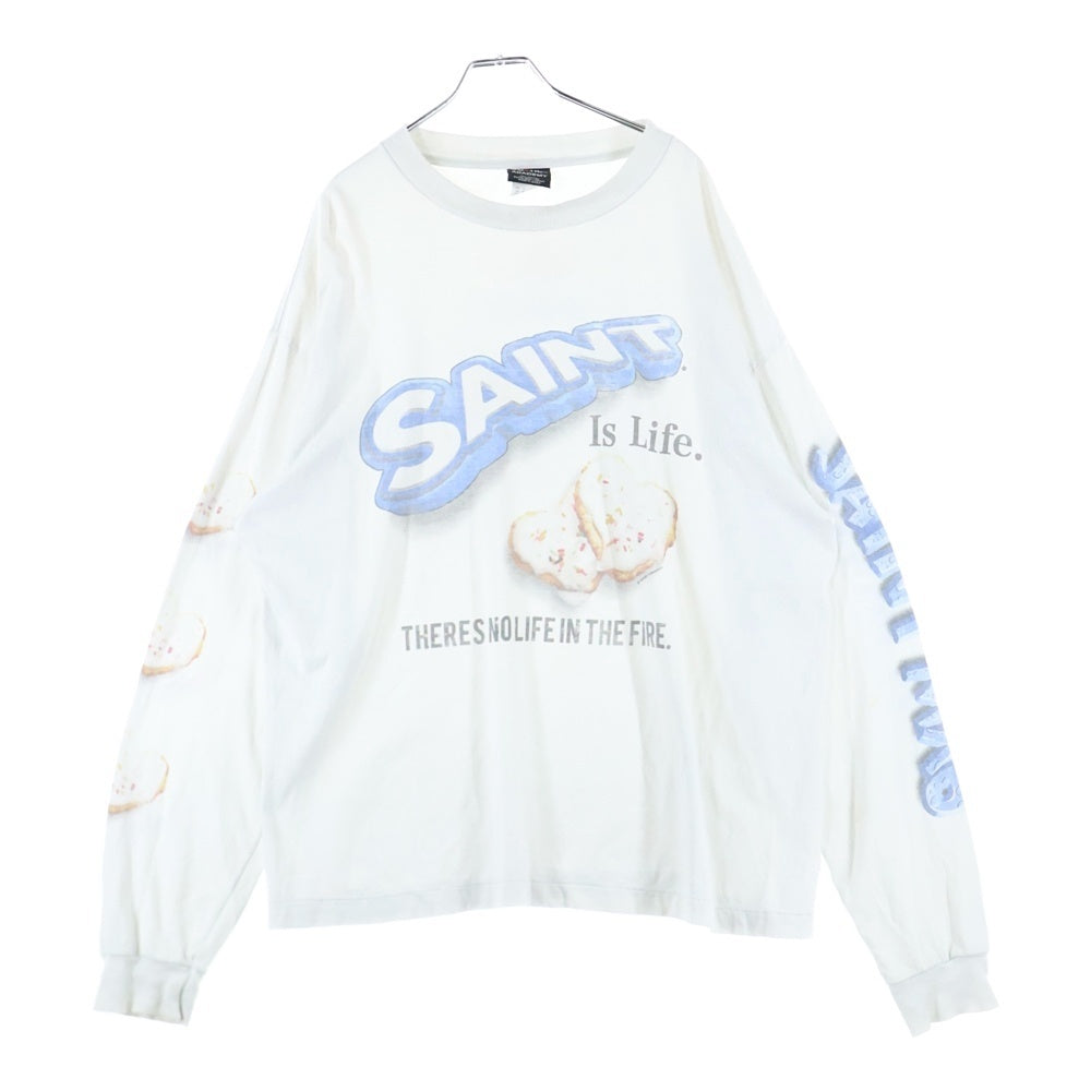 SAINT MICHAEL(セントマイケル) 24SS ×Shermer ACADEMY HEART CKIE L/S TEE シャーマーアカデミー ヴィンテージ加工 ハートクッキープリント クルーネック 長袖Tシャツ ロンT SM-YS1-0000-C39