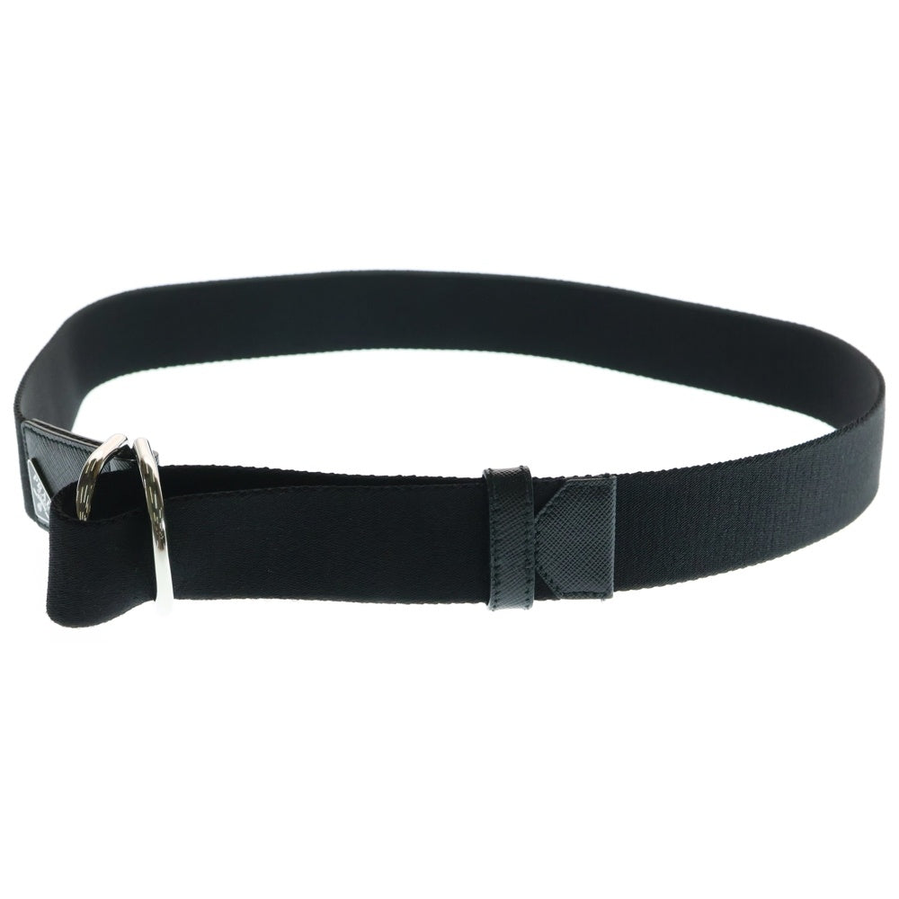 ⭐︎ PRADA プラダ ベルト サフィアーノ トライアングル 美品 ブラック PRADA(プラダ) サフィアーノ トライアングルロゴ ベルト