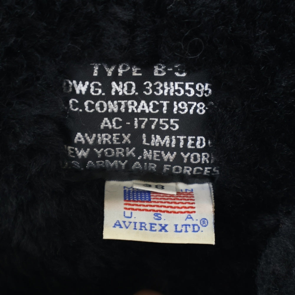 AVIREX(アヴィレックス) B-3 MOUTON FLIGHT JACKET ムートン フライト ジャケット ブラック