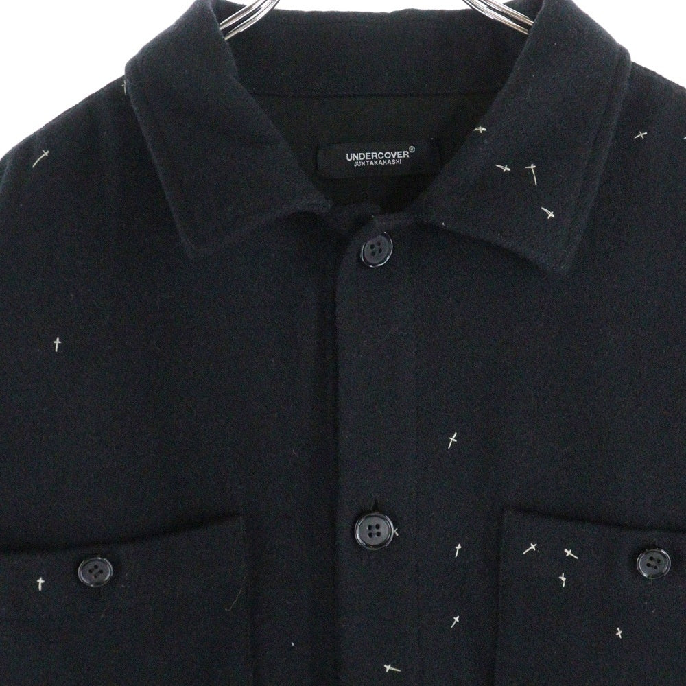 UNDERCOVER(アンダーカバー) 24AW ウール混ワークシャツ 長袖シャツ ブラック UC2D4405-2