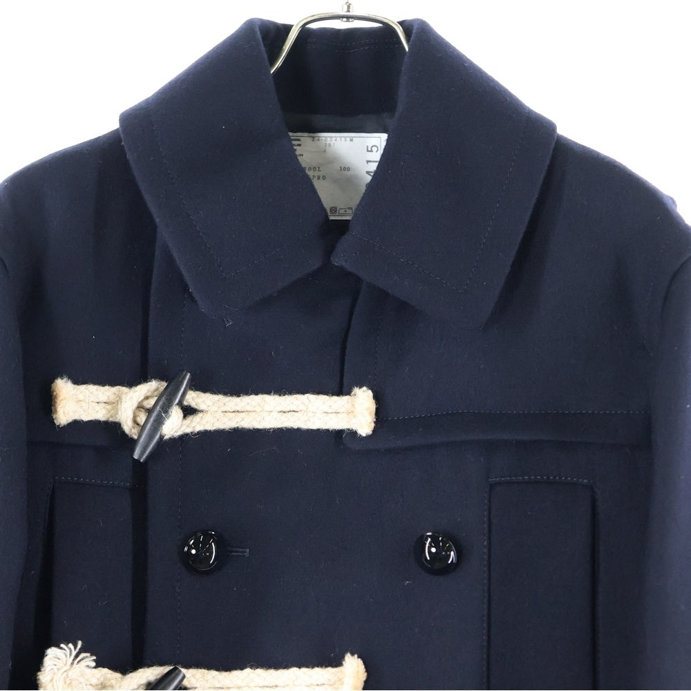 Sacai(サカイ) 24AW Wool Melton Jacket ウールメルトンジャケット ダッフルコート アウター ブラック 24-03415M