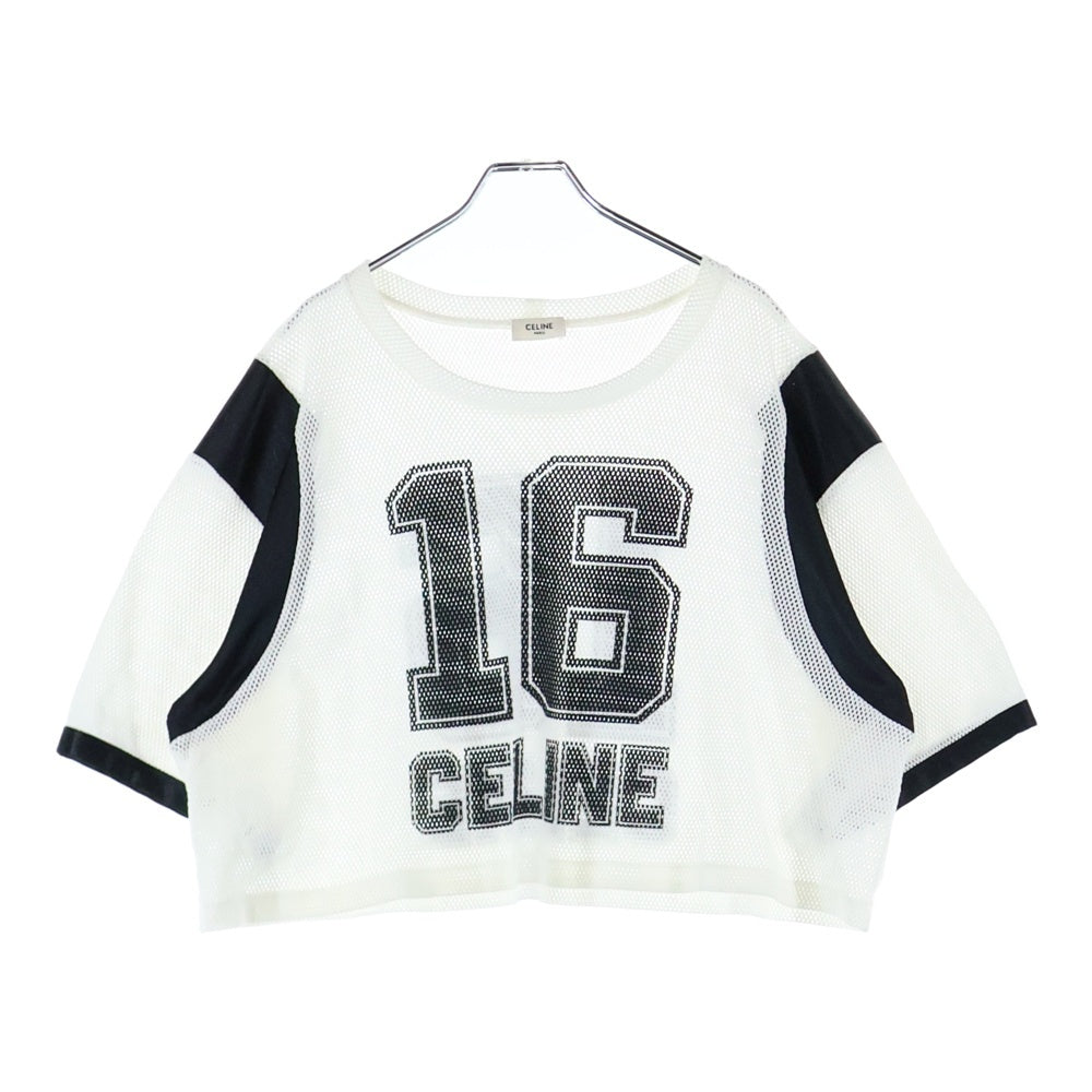 CELINE(セリーヌ) クロップドメッシュ 半袖Tシャツカットソー ホワイト/ブラック レディース 2X94D785T