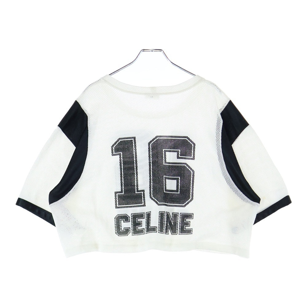 CELINE(セリーヌ) クロップドメッシュ 半袖Tシャツカットソー ホワイト/ブラック レディース 2X94D785T