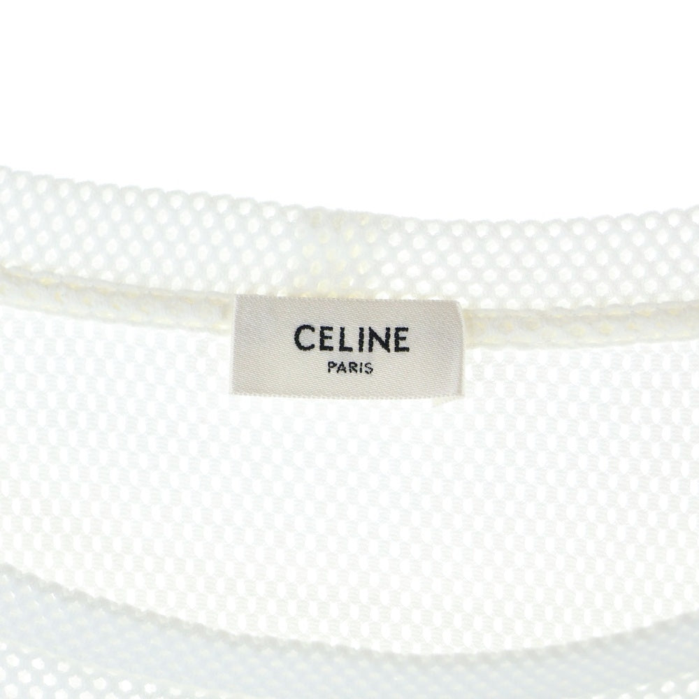 CELINE(セリーヌ) クロップドメッシュ 半袖Tシャツカットソー ホワイト/ブラック レディース 2X94D785T