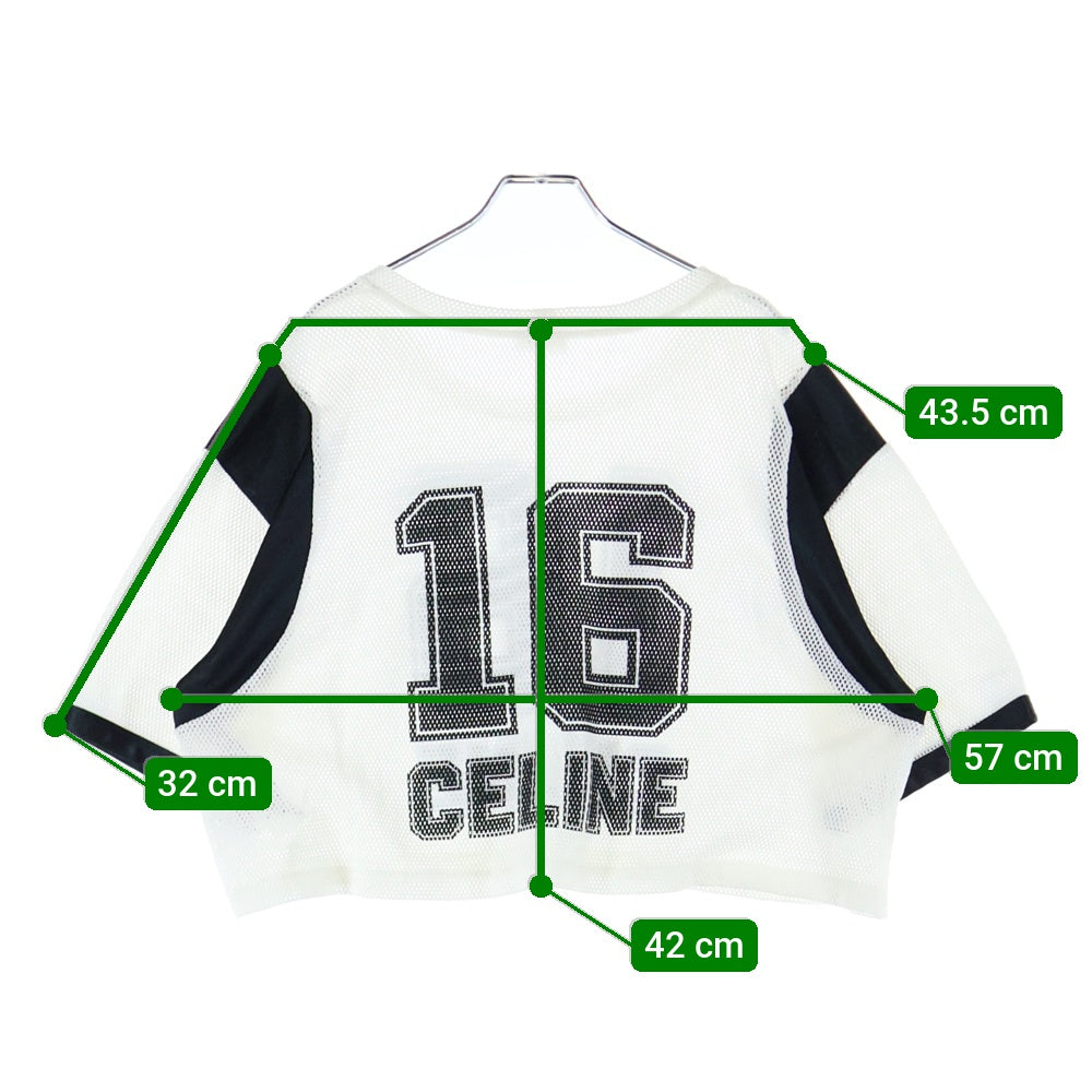 CELINE(セリーヌ) クロップドメッシュ 半袖Tシャツカットソー ホワイト/ブラック レディース 2X94D785T