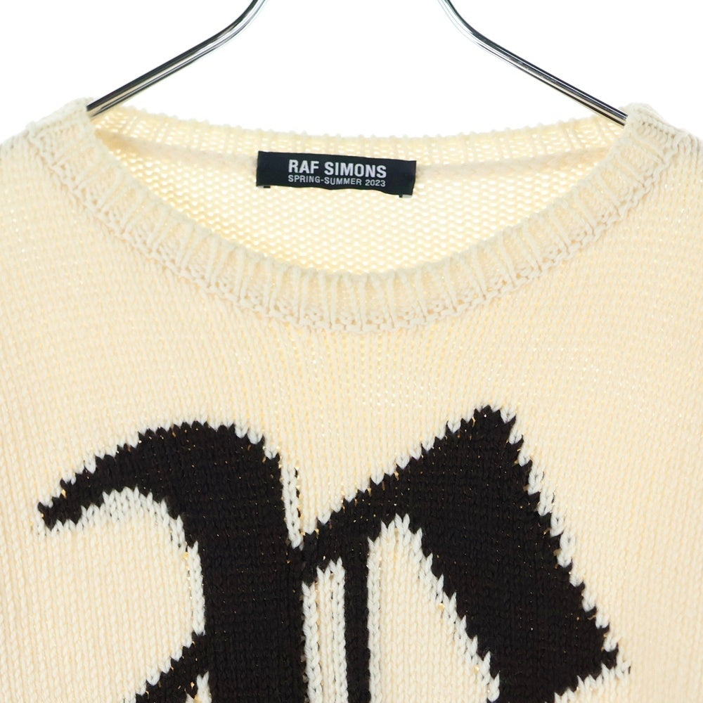 RAF SIMONS(ラフシモンズ) 23SS BULKY KNIT SWEATER WITH R JACQUARD バルキー ニット Rロゴニットセーター アイボリー