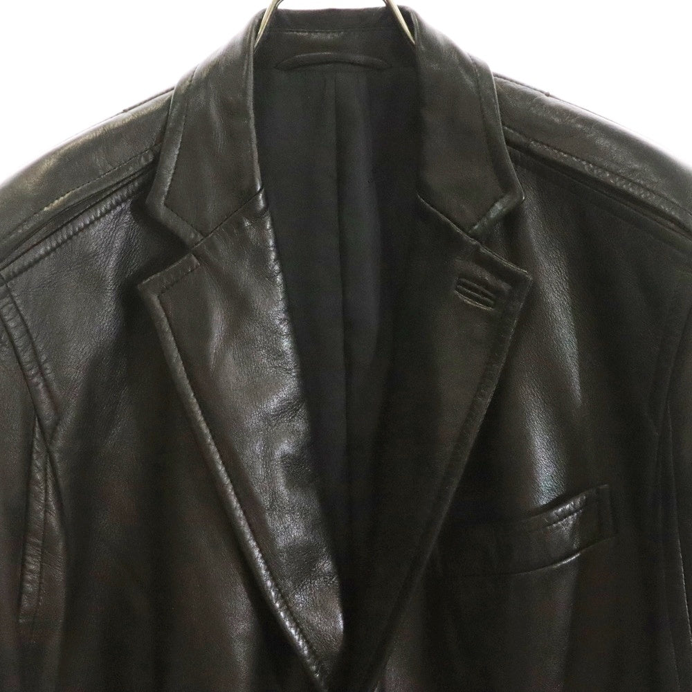 Salvatore Ferragamo(サルヴァトーレ フェラガモ) ラムレザー 3B シングルテーラードジャケット レザージャケット ブラック