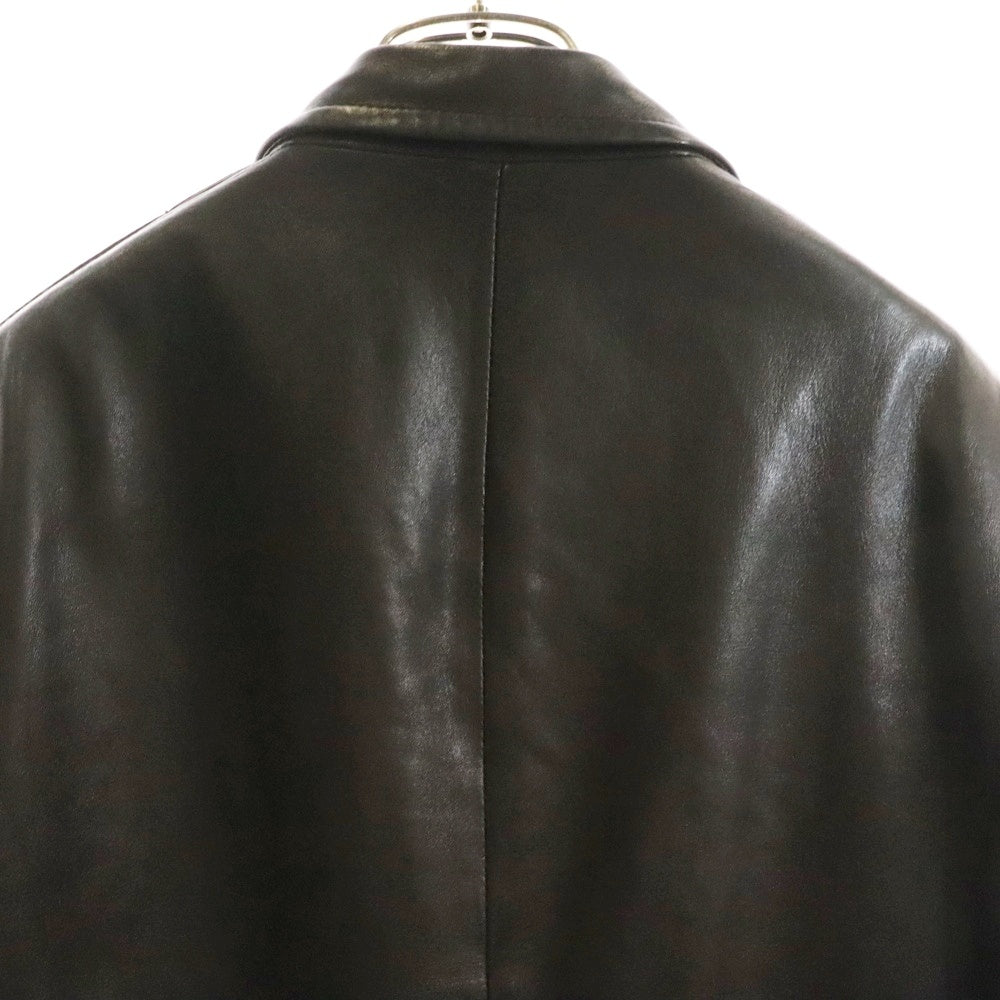 Salvatore Ferragamo(サルヴァトーレ フェラガモ) ラムレザー 3B シングルテーラードジャケット レザージャケット ブラック
