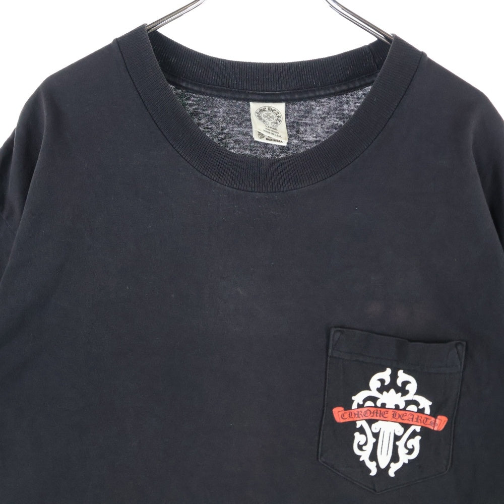 CHROME HEARTS(クロムハーツ) 東京 銀座限定 ヴァインダガー スクロールラベルプリント クルーネック 半袖Tシャツ カットソー ブラック