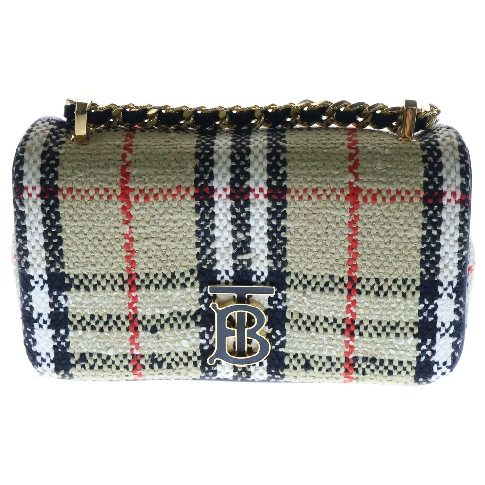 BURBERRY(バーバリー) Mini Lola ミニローラ TBロゴ ツイード チェーンショルダーバッグ ブラウン 8063083