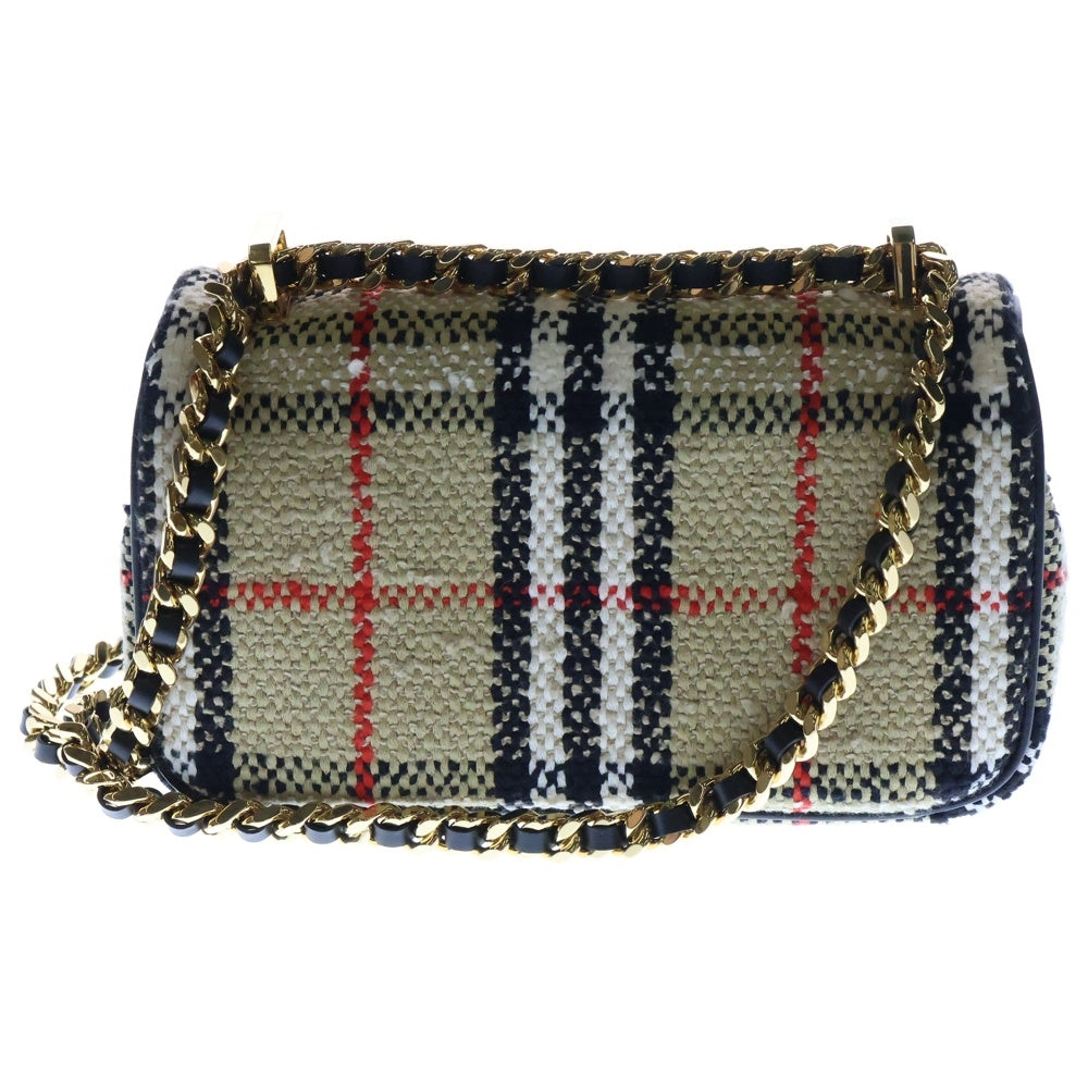 BURBERRY(バーバリー) Mini Lola ミニローラ TBロゴ ツイード チェーンショルダーバッグ ブラウン 8063083