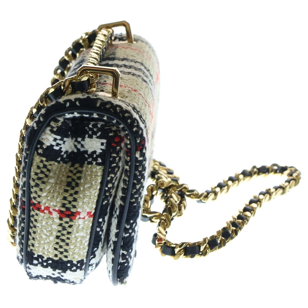 BURBERRY(バーバリー) Mini Lola ミニローラ TBロゴ ツイード チェーンショルダーバッグ ブラウン 8063083