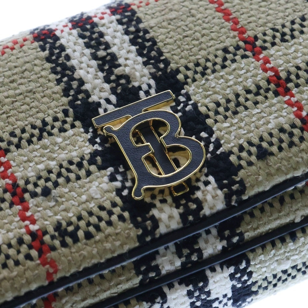 BURBERRY(バーバリー) Mini Lola ミニローラ TBロゴ ツイード チェーンショルダーバッグ ブラウン 8063083