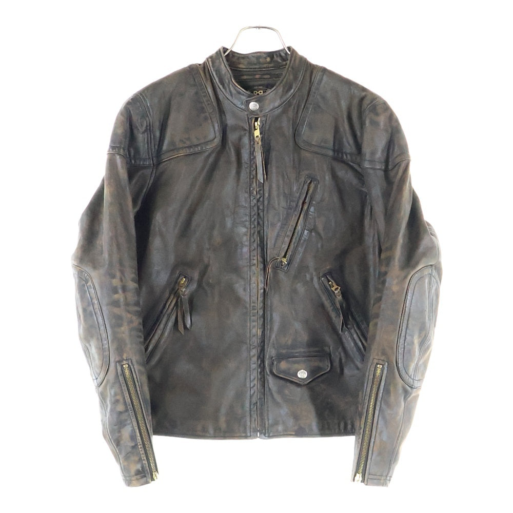RRL(ダブルアールエル) モト スリムフィット シングルレザージャケット レザー ライダースジャケット ブラウン 782774666001