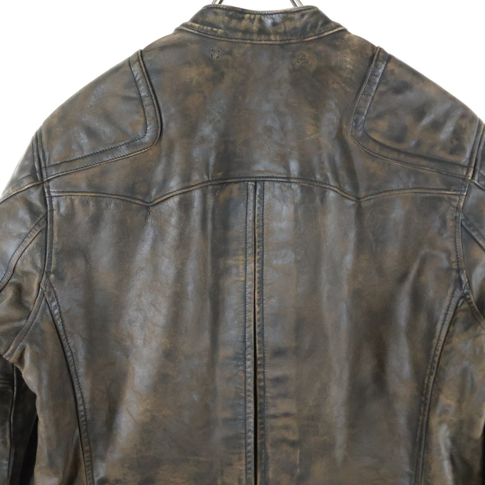 RRL(ダブルアールエル) モト スリムフィット シングルレザージャケット レザー ライダースジャケット ブラウン 782774666001