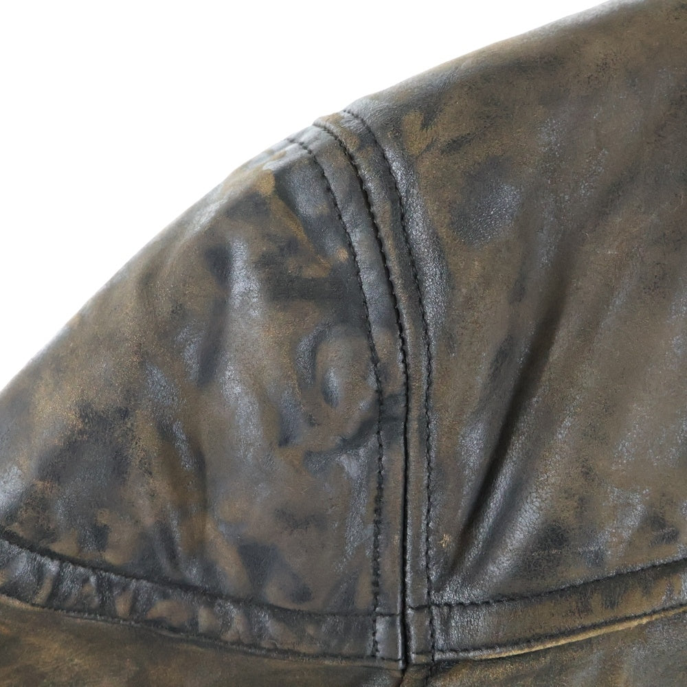 RRL(ダブルアールエル) モト スリムフィット シングルレザージャケット レザー ライダースジャケット ブラウン 782774666001