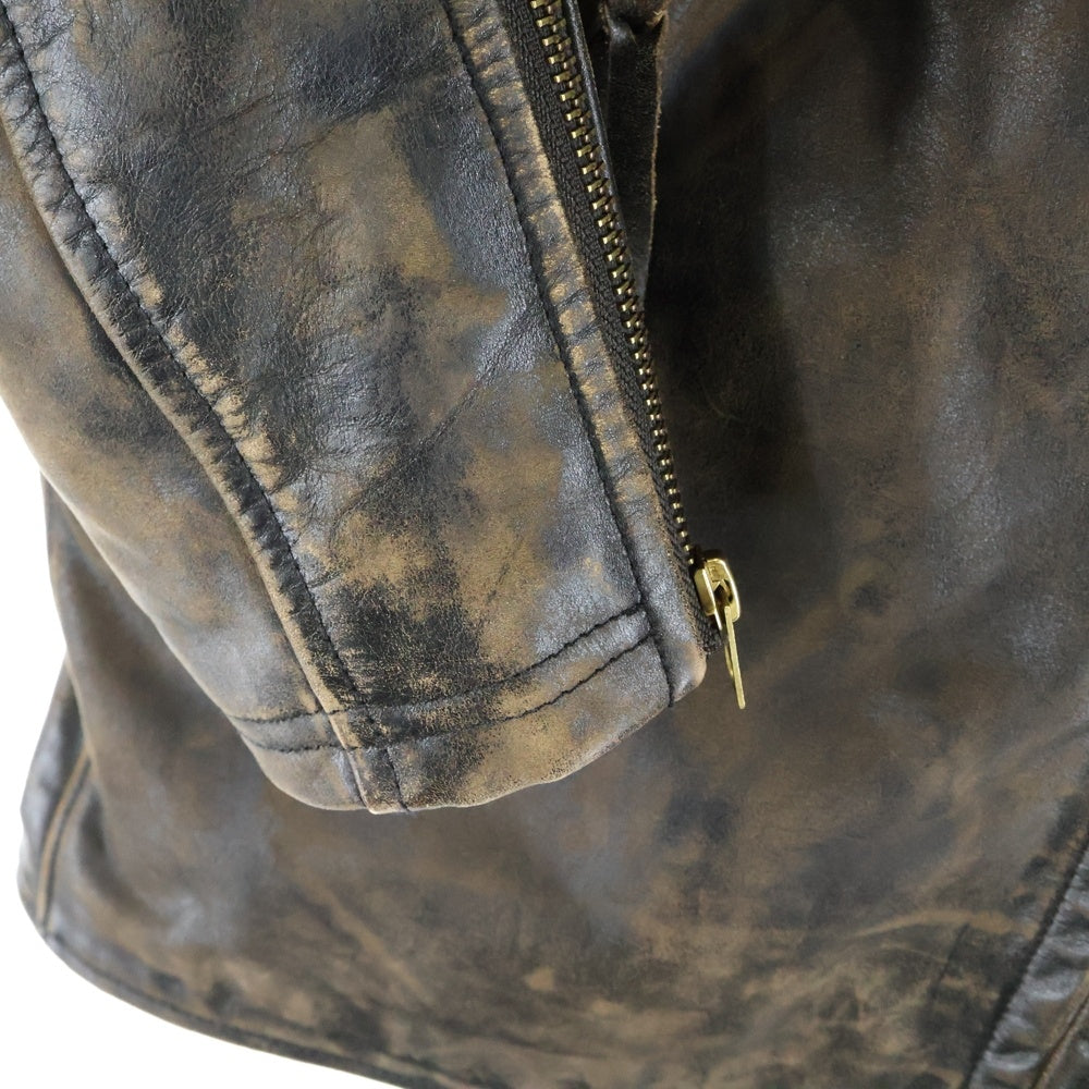 RRL(ダブルアールエル) モト スリムフィット シングルレザージャケット レザー ライダースジャケット ブラウン 782774666001