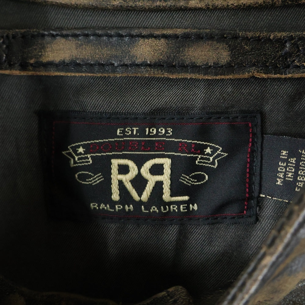 RRL(ダブルアールエル) モト スリムフィット シングルレザージャケット レザー ライダースジャケット ブラウン 782774666001