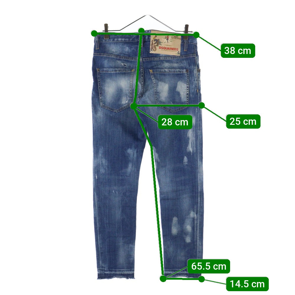 DSQUARED2(ディースクエアード) 18AW SKATER JEANS ダメージ加工 スケータージーンズ スキニーパンツ インディゴ S71LB0495