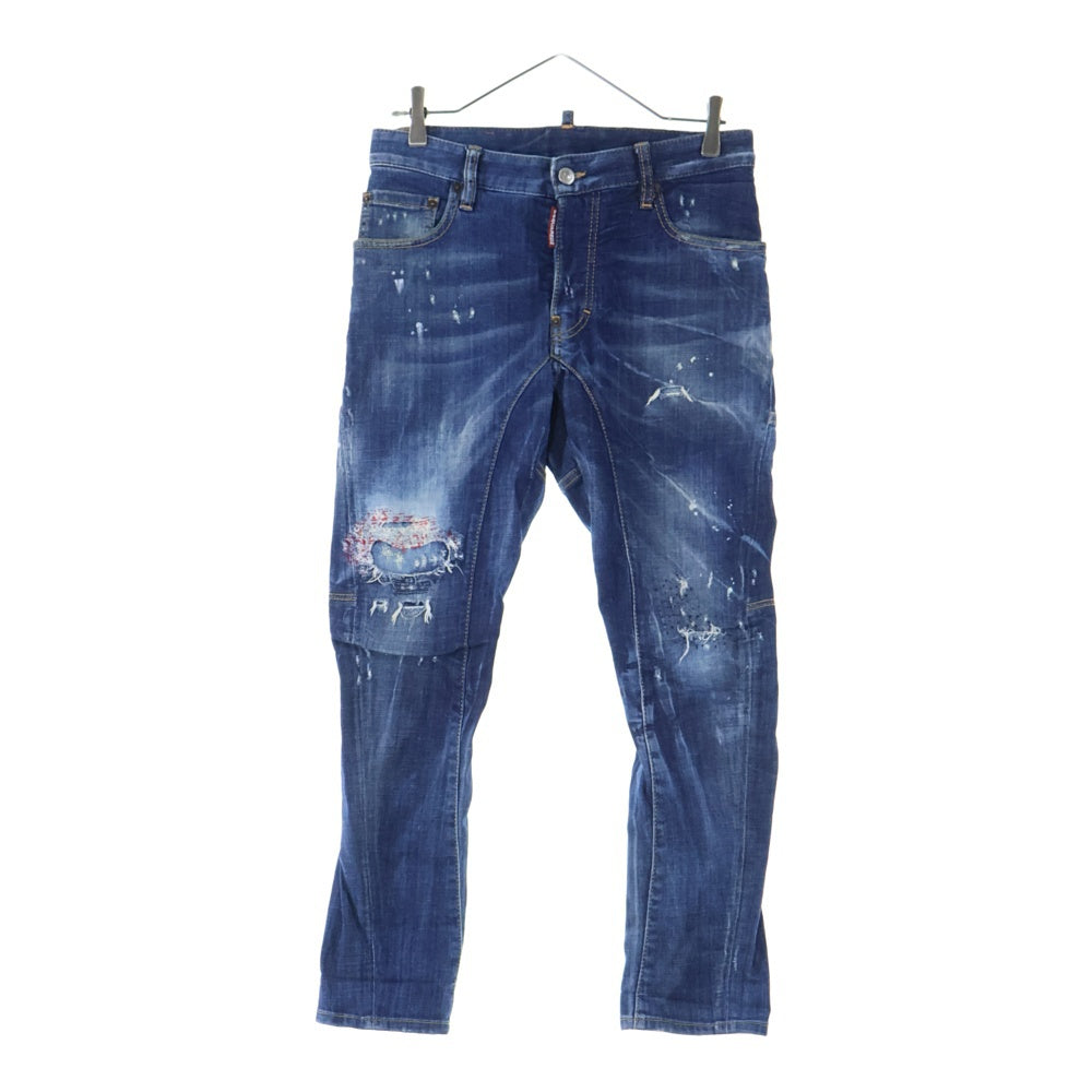 DSQUARED2(ディースクエアード) 17SS TIDY BIKER JEAN ペイント加工 ダメージスキニーパンツ デニムパンツ インディゴ S74LB0170