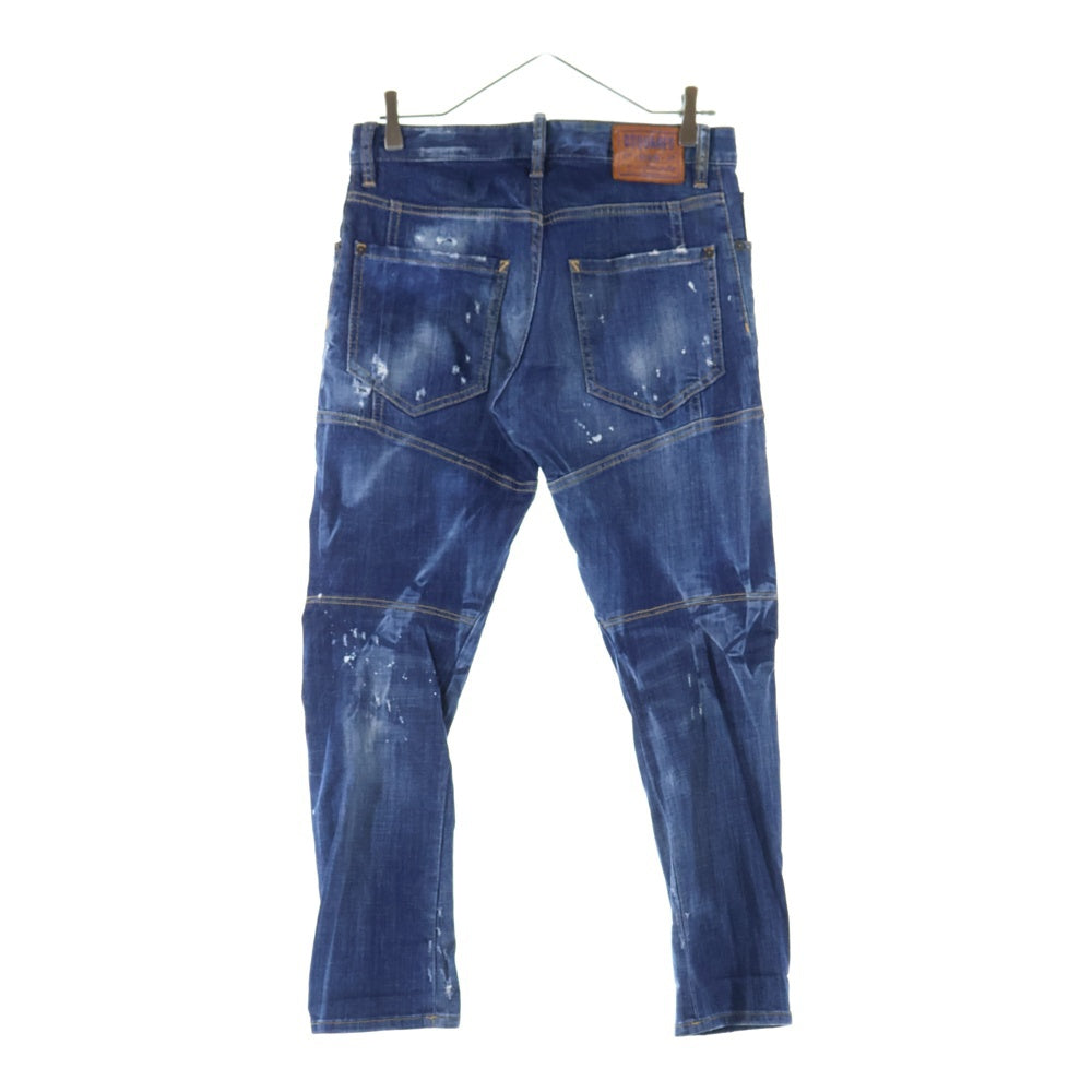 DSQUARED2(ディースクエアード) 17SS TIDY BIKER JEAN ペイント加工 ダメージスキニーパンツ デニムパンツ インディゴ S74LB0170