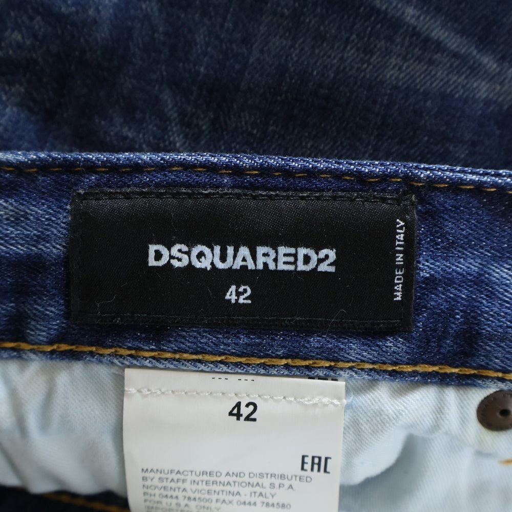 DSQUARED2(ディースクエアード) 17SS TIDY BIKER JEAN ペイント加工 ダメージスキニーパンツ デニムパンツ インディゴ S74LB0170