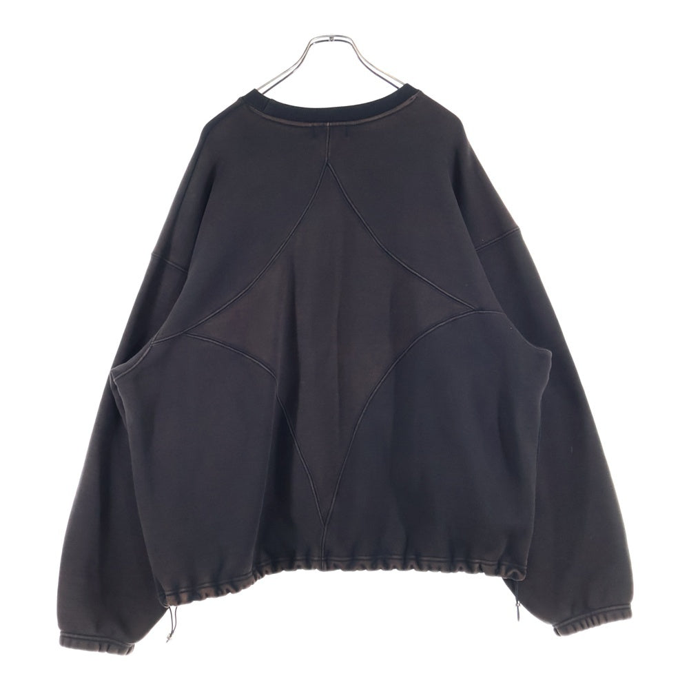 THUG CLUB(サグクラブ) 24SS フロントロゴ ドローコード付き クルーネック スウェット トレーナー ブラウン