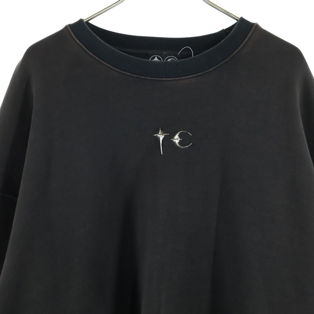THUG CLUB(サグクラブ) 24SS フロントロゴ ドローコード付き クルーネック スウェット トレーナー ブラウン