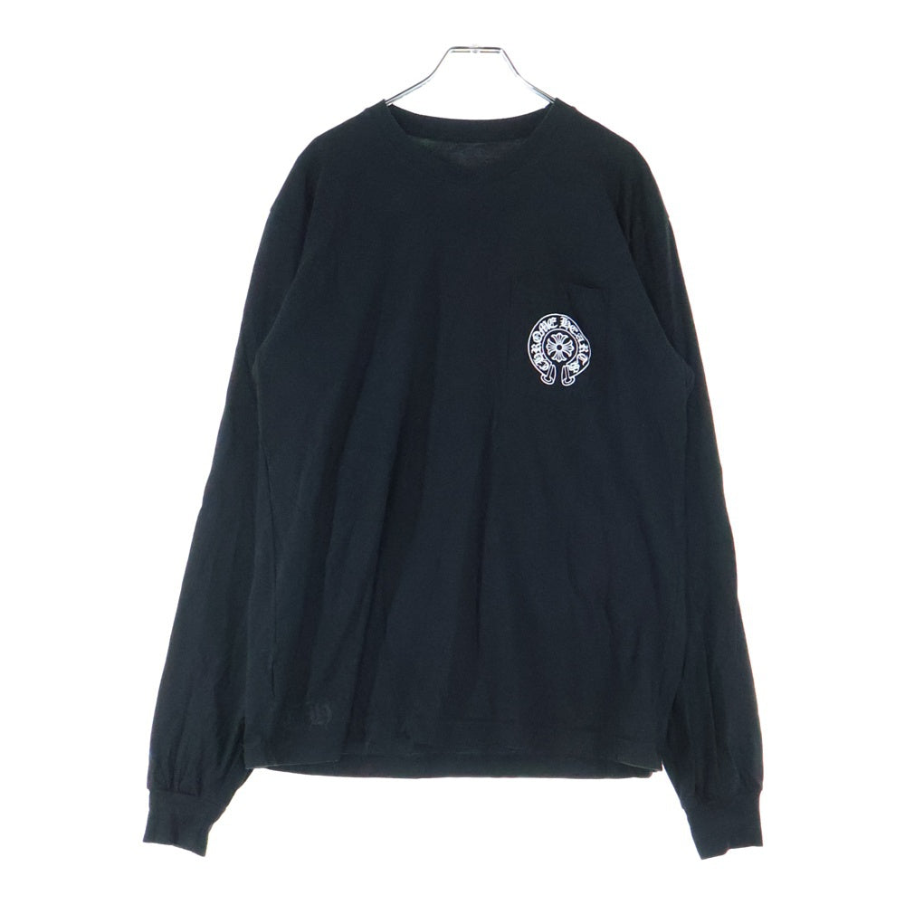 CHROME HEARTS(クロムハーツ) Horseshoe L/S Sweatshirt ホースシュープリント 袖フローラル ロングスリーブ Tシャツ アスペン限定 ブラック