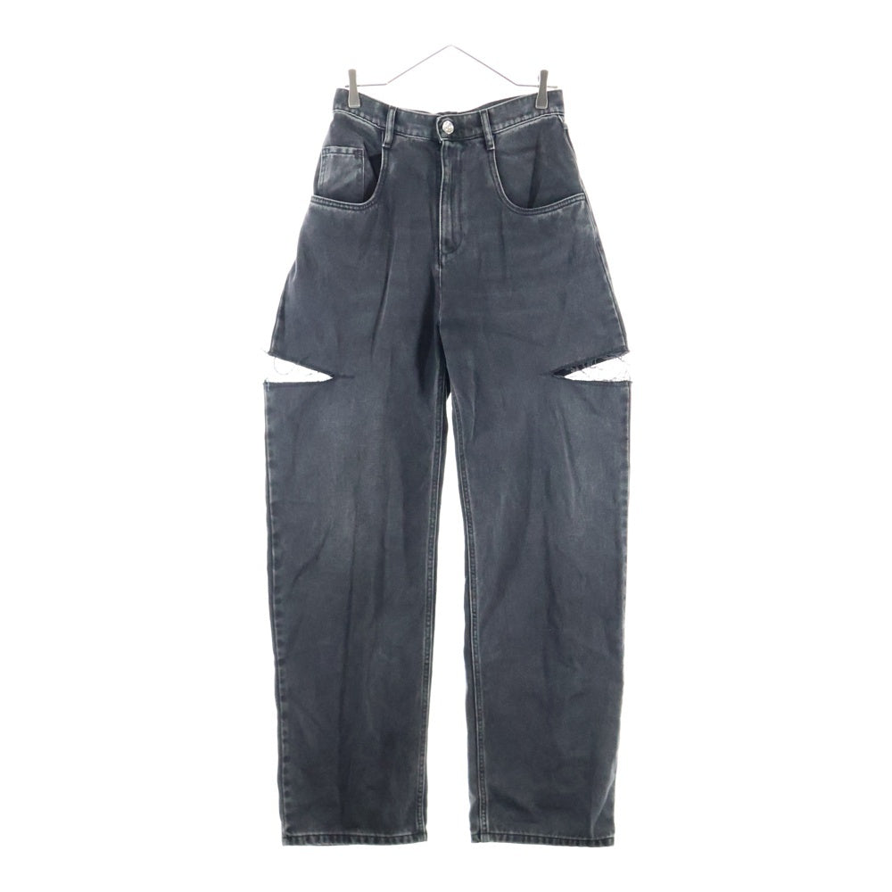 MM6 Maison Margiela(エムエムシックスメゾンマルジェラ) 24AW スラッシュディテール カットアウト デニムパンツ ジーンズ ブラック S51LA0051