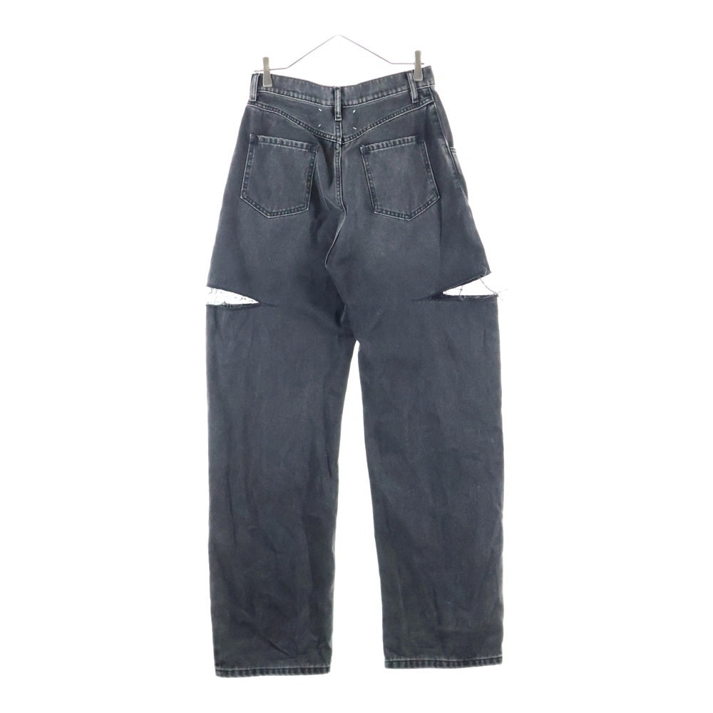 MM6 Maison Margiela(エムエムシックスメゾンマルジェラ) 24AW スラッシュディテール カットアウト デニムパンツ ジーンズ ブラック S51LA0051