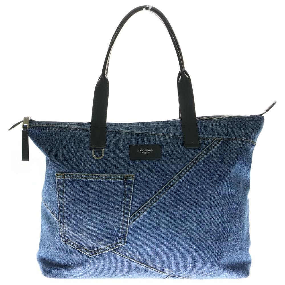 DOLCE & GABBANA(ドルチェアンドガッバーナ) Medium shopper in patchwork denim デニムパッチワーク トートバッグ インディゴ