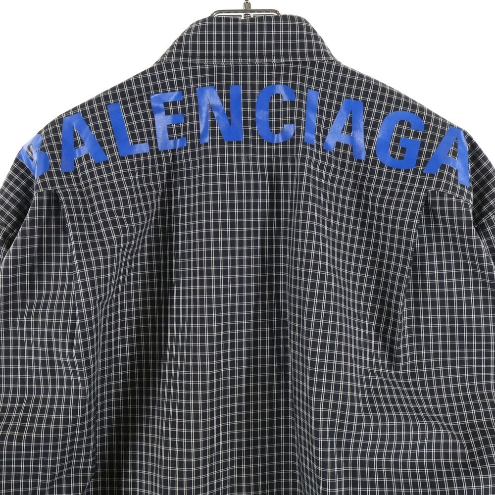 BALENCIAGA(バレンシアガ) バックロゴ チェック柄 長袖シャツ ブラック 556878