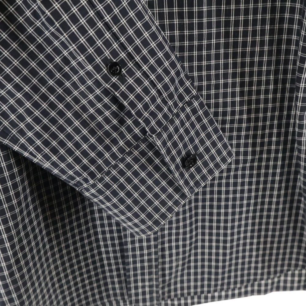 BALENCIAGA(バレンシアガ) バックロゴ チェック柄 長袖シャツ ブラック 556878