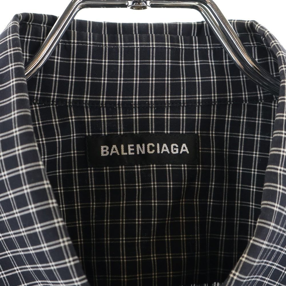 BALENCIAGA(バレンシアガ) バックロゴ チェック柄 長袖シャツ ブラック 556878