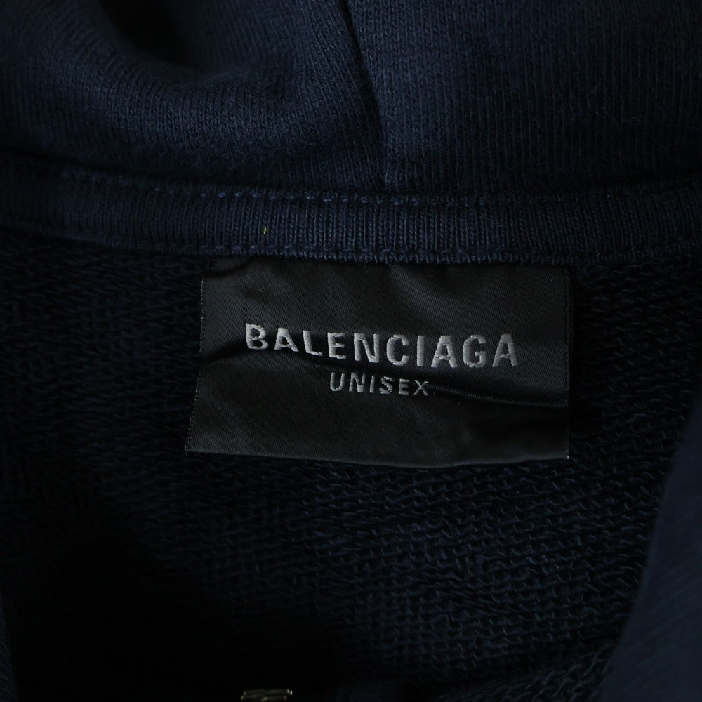 BALENCIAGA(バレンシアガ) 24SS SAINT GERMAIN デストロイ加工 フロントロゴ ジップアップスウェットパーカー フーディ ネイビー 803264 TRV09