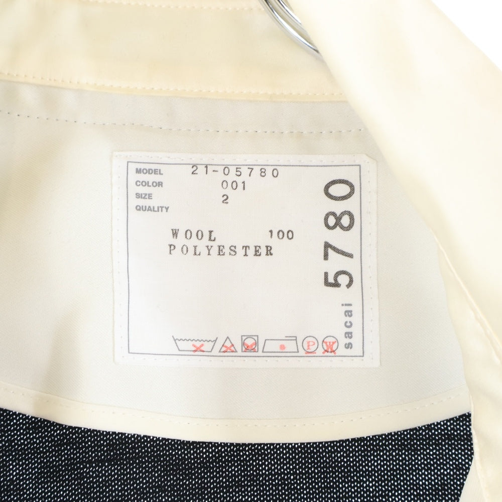 Sacai(サカイ) 21AW Suiting Mix Dress ドッキング ジップアップワンピースドレス ジャケット レディース ブラック 21‐05780