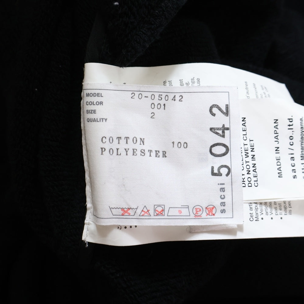 Sacai(サカイ) クルーネック バック変形デザイン スウェットワンピース レディース ブラック 20‐05042
