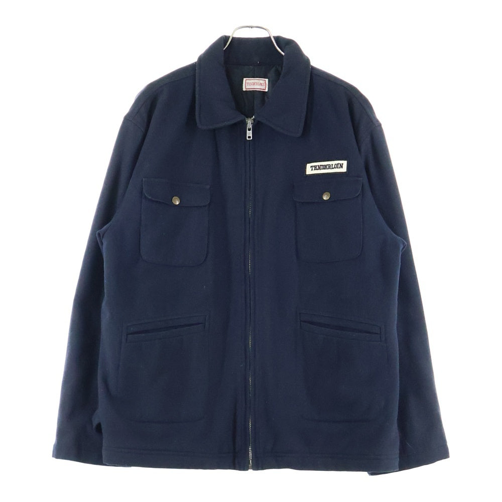 TENDERLOIN(テンダーロイン) T- MELTON JACKET ロゴパッチ メルトンジャケット ジップアップブルゾン ネイビー