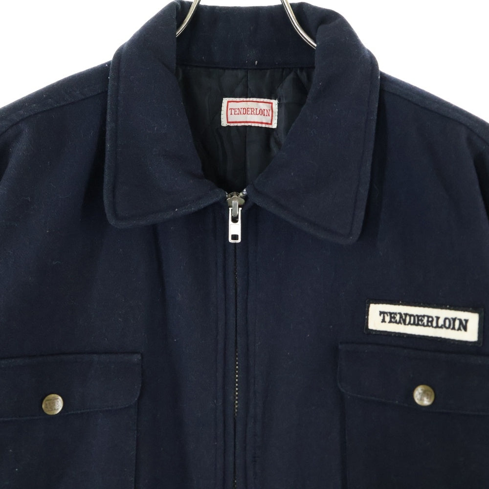 TENDERLOIN(テンダーロイン) T- MELTON JACKET ロゴパッチ メルトンジャケット ジップアップブルゾン ネイビー