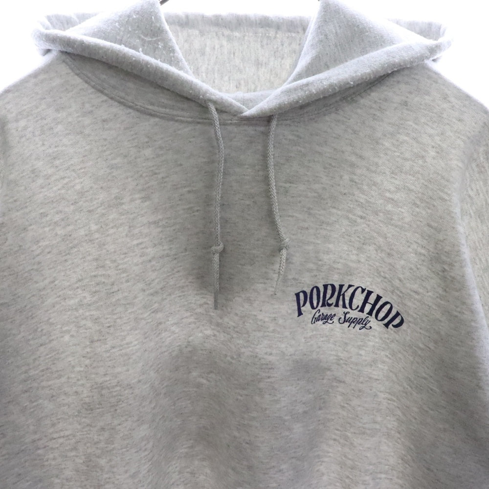 PORKCHOP(ポークチョップ) バックプリント プルオーバーパーカー フーディー グレー