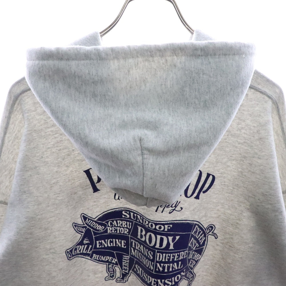 PORKCHOP(ポークチョップ) バックプリント プルオーバーパーカー フーディー グレー