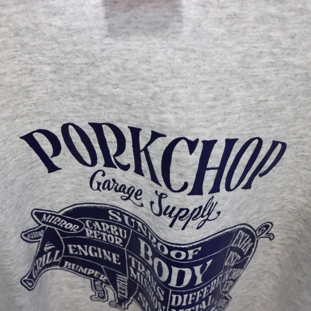 PORKCHOP(ポークチョップ) バックプリント プルオーバーパーカー フーディー グレー