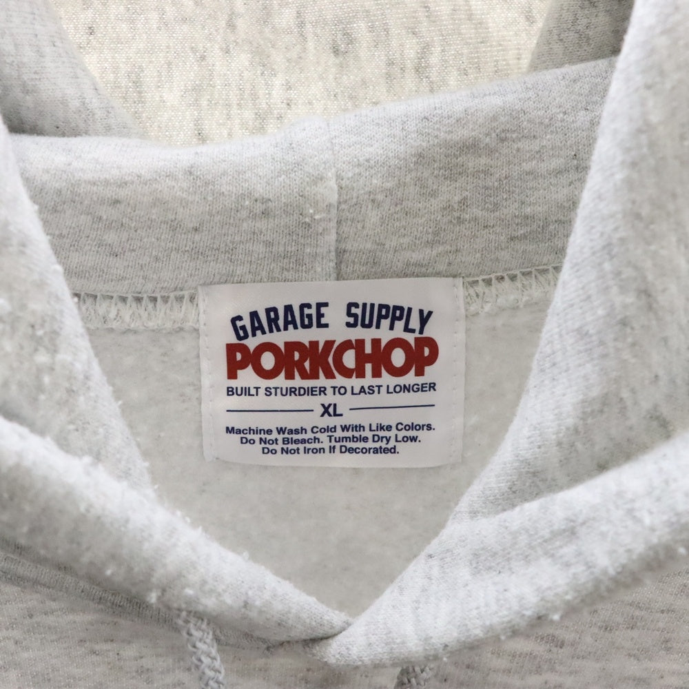 PORKCHOP(ポークチョップ) バックプリント プルオーバーパーカー フーディー グレー