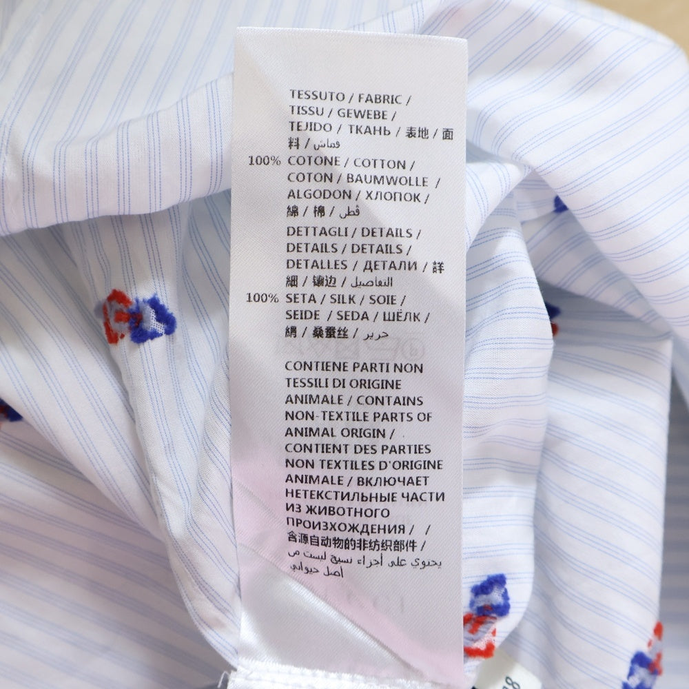 GUCCI(グッチ) リボン ストライプ 長袖シャツ ブラウス ホワイト/ブルー 476044 レディース