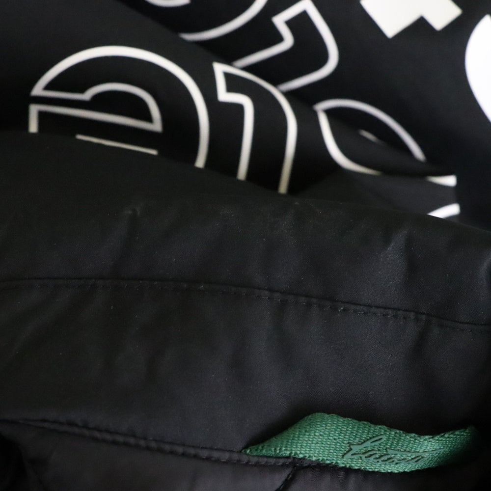 Lacoste L!VE(ラコステ ライブ) Lettered Water-Resistant Parka レタープリント ロングコーチジャケット ナイロンジャケット ブラック BH7274
