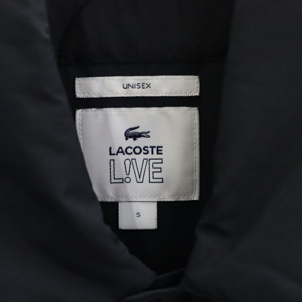 Lacoste L!VE(ラコステ ライブ) Lettered Water-Resistant Parka レタープリント ロングコーチジャケット ナイロンジャケット ブラック BH7274