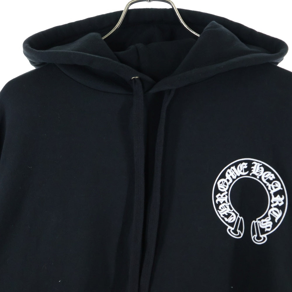 CHROME HEARTS(クロムハーツ) HORSESHOE SWTSHRT PLVR FOODIE 袖フローラルバックホースシュープリント プルオーバーパーカー ブラック