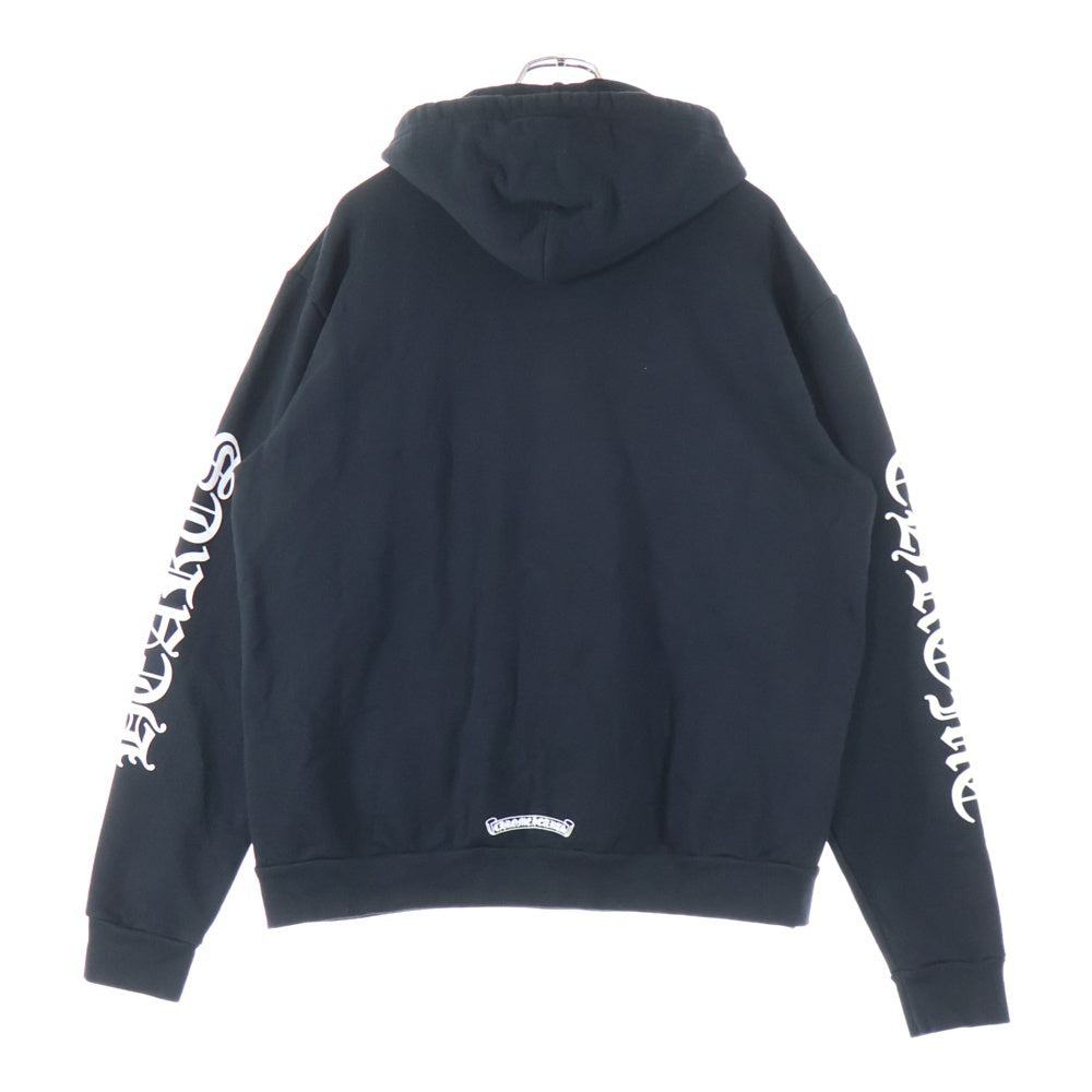 CHROME HEARTS(クロムハーツ) SWTSHRT PLVR 袖英字プリント プルオーバーパーカー フーディ ブラック