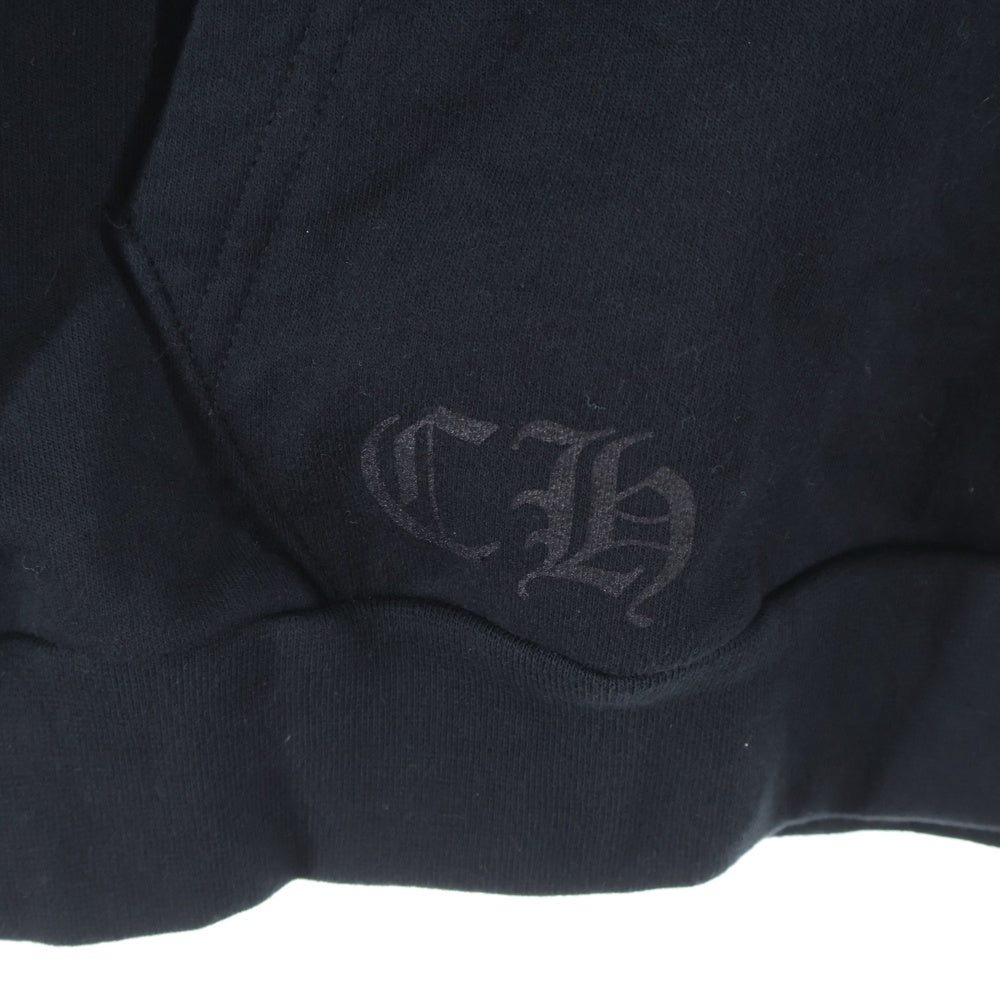 CHROME HEARTS(クロムハーツ) SWTSHRT PLVR 袖英字プリント プルオーバーパーカー フーディ ブラック